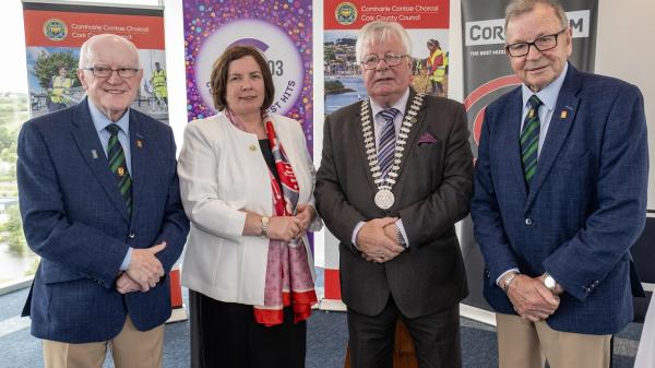 Chief Executive of Cork County Council, Moira Murrell and Mayor of the County of Cork, Cllr. Joe Carroll  joined the Cork City Sports Committee to host the launch of the 70th Cork City Sports International Athletics Meet 2024.