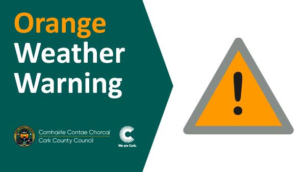 A Orange weather warning signifying hazardous weather conditions forecasted