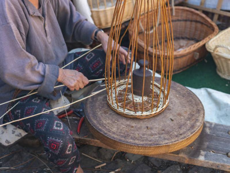 A women making a wicker basket