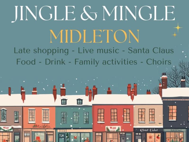 December 6th and 7th. Jingle and mingle Midleton. Late shopping, live music, Santa Claus, Food, Drink, Family Activities, Choirs. Shop Local.