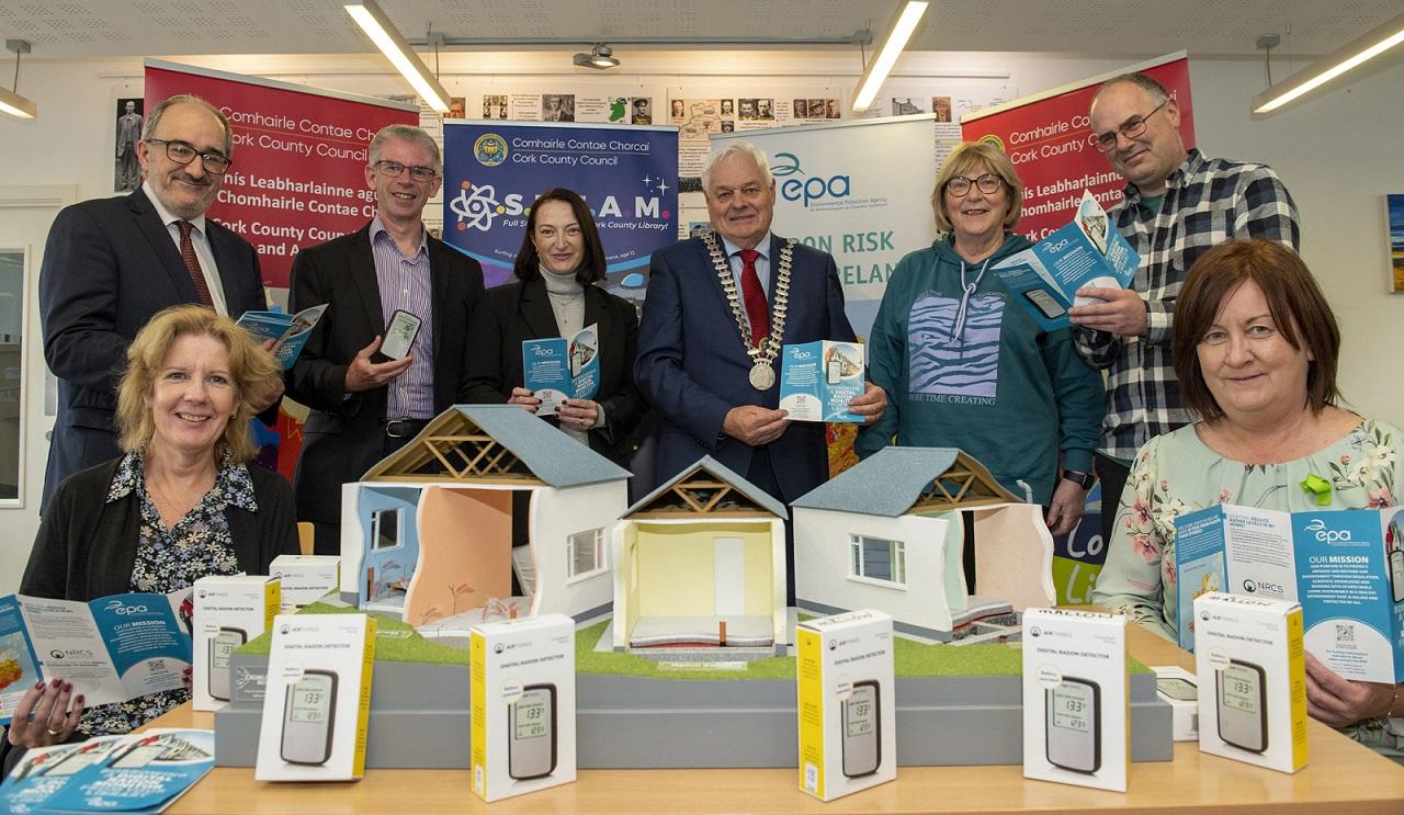 The EPA and Cork County Council’s Library and Arts Service have launched a library loan scheme of digital radon monitors and is calling on householders in County Cork to take the first step to protect themselves and their families from radon, a cancer-causing radioactive gas. Many  areas in County Cork are at high risk - with one in five homes in those areas likely to have high levels of radon. The launch took place at Mitchelstown Library and was attended by the Mayor of the County of Cork, Cllr. Frank O'F