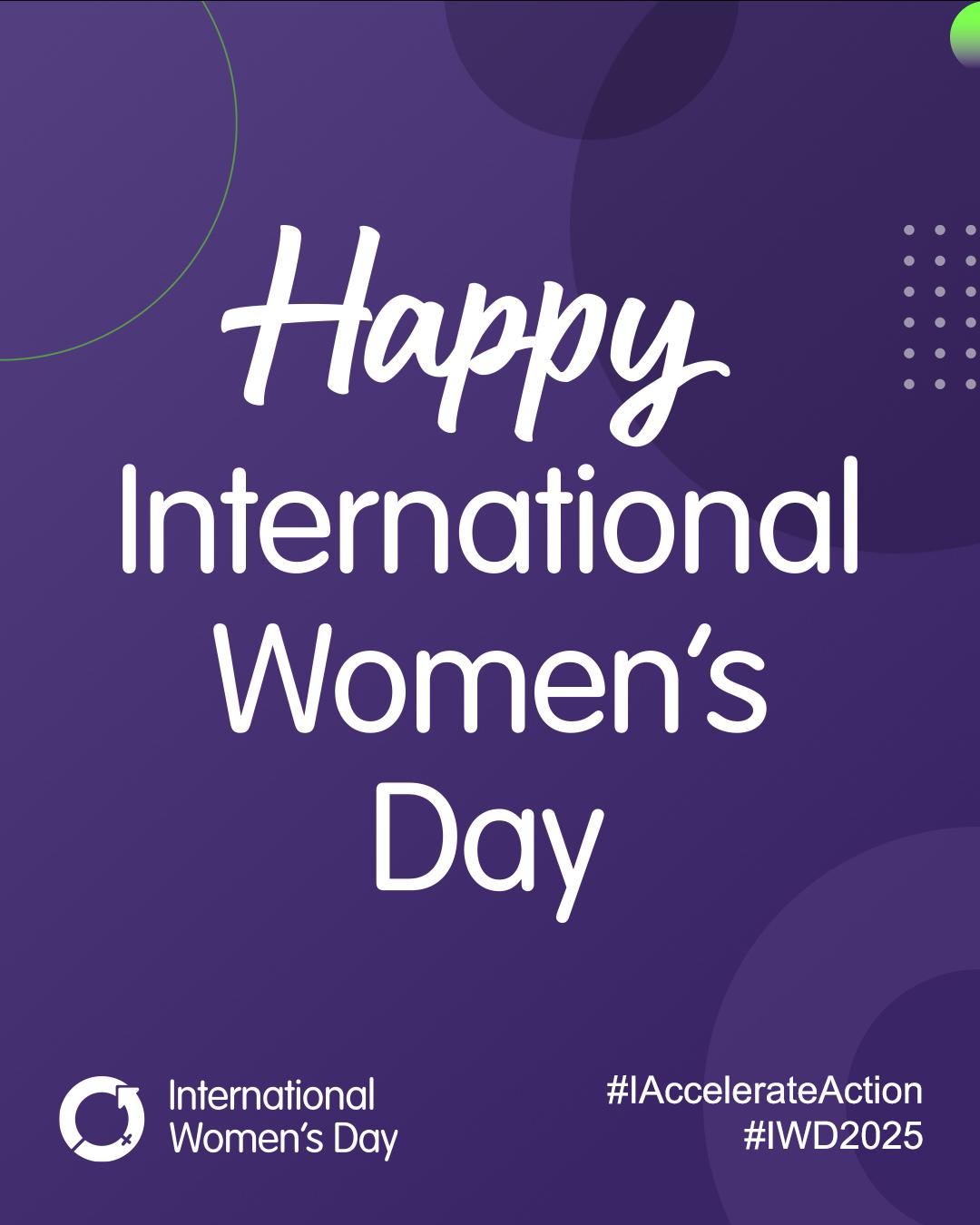 A purple graphic for international womens day 2025